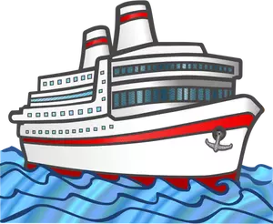 Grafika wektorowa kolor duży statek wycieczkowy