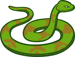 Groene en bruine kleur slang lijn kunst vectorillustratie