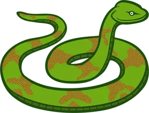 Illustration vectorielle de couleur vert et marron serpent ligne art