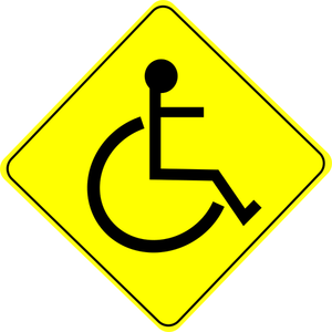Sinal de advertência de cadeira de rodas