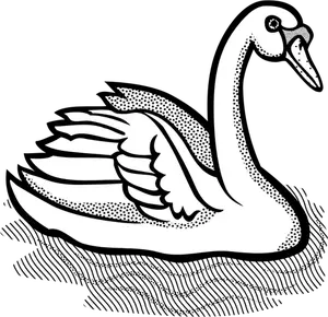 Swan met deel vlekkerige veren in water vector afbeelding