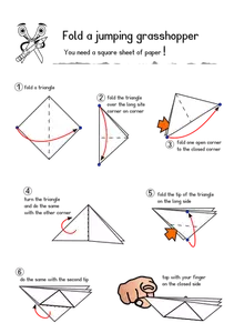 Instructies voor het maken van een papier sprinkhaan vectorillustratie
