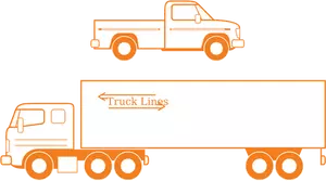 Semi and pickup trucks vector illustration