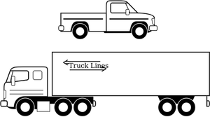Vectorafbeeldingen van grote en kleine vrachtwagen