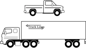Grafika wektorowa małych i dużych samochodów ciężarowych
