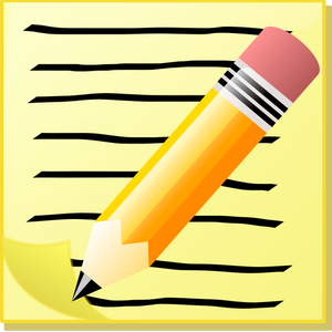 Notepad dengan teks dan pensil