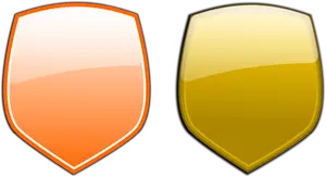 Amarelos e laranja escudos vector clipart