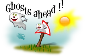 Vector drawing of ghosts ahead signpost