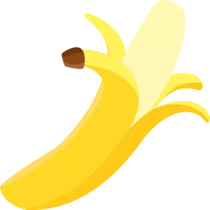 Vector afbeelding van gekanteld gepelde banaan