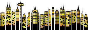 Vector image of high rise landmarks