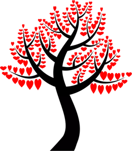 Red hearts tree