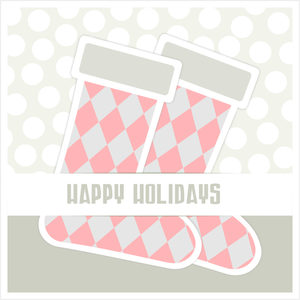 Vector image of two Christmas stockings on a greeting card