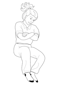 Desenho vetorial de mulher sentada