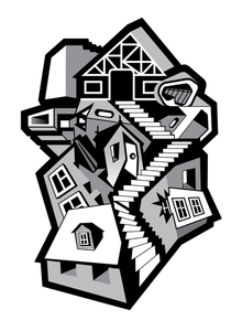 Impossible town vector drawing