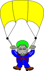 Immagine vettoriale di paracadutista ippopotamo