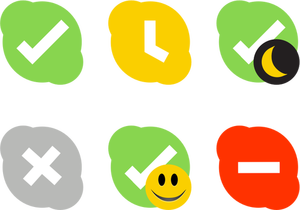 Vector drawing of flat Skype status icons
