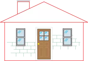 Kırmızı anahat vektör çizim ile küçük ev