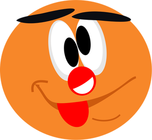 Vector image of smiley clown looking inwards