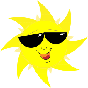 Hymyilevä aurinko aurinkolasivektoripiirustin