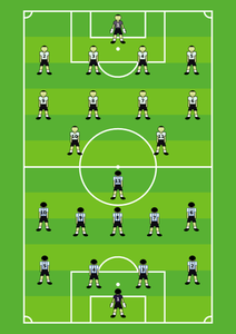 Voetbal veld en spelers vector afbeelding