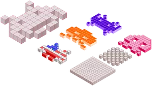 Space Invaders 3D blocks vector image