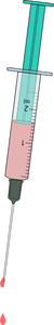 O seringă cu un lichid roz care ies din imaginea vectorială AC