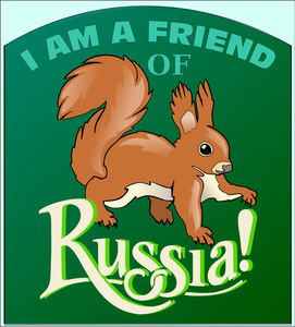 Vector drawing of red squirrel on Russia poster