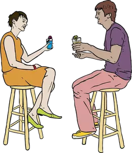 Couple Having Drinks Vector
