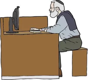 Homme travaillant sur le dessin vectoriel d'ordinateur