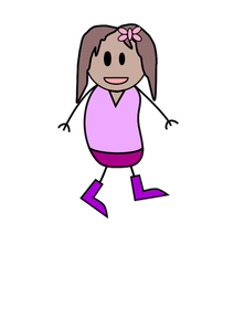 Disegno di figura stilizzata ragazza in vestiti viola di vettore