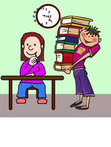 Student with pile of books