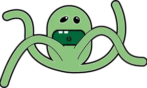 Vector de la imagen de criatura verde de dibujos animados