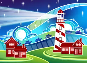 Stylised lighthouse scenery