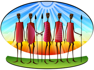 Tyylitelty Masai-ihmisten vektorikuva