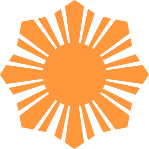 Phillippine bandiera illustrazione vettoriale di sagoma arancione simbolo del sole