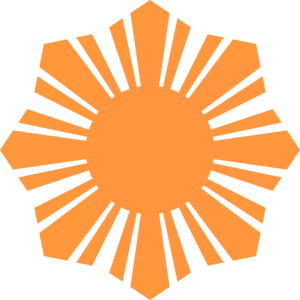 Ilustração em vetor silhueta laranja símbolo do sol bandeira filipina