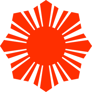 Pavilion filipinez de soare simbol roşu silueta de desen vector