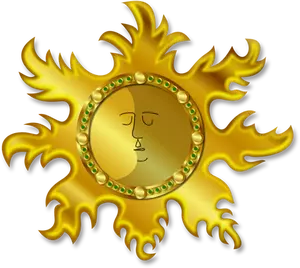 Golden Sun and Moon vector clip art