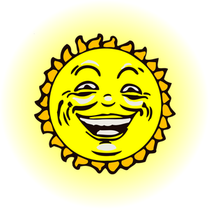 Keltainen hymyilevä aurinko