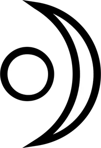 Vector graphics of moon and dot ancient sacred symbol