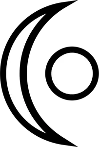 Ilustrasi simbol bentuk bulan sabit dengan lingkaran