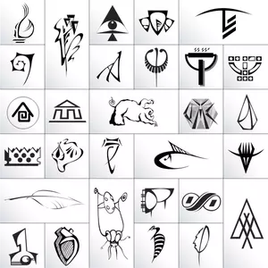 Urval av indiska symboler vector ritning