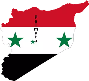 Drapeau de carte Syrie avec image vectorielle Palmyra