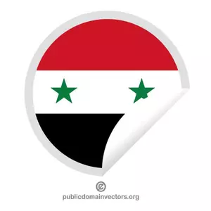 Flaggan av Syrien på en rund klistermärke
