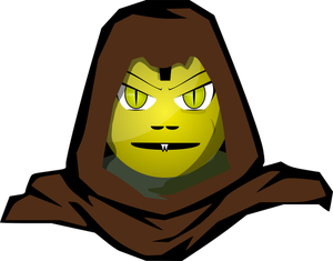Vector drawing of hooded monster character
