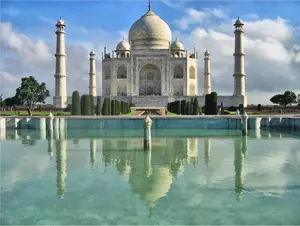 Taj Mahal med reflektion i vatten illustration