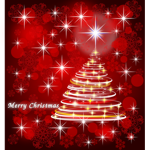 Merry Christmas in red and silver color vector drawing