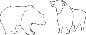 Bull and bear outline vector image