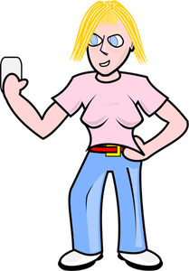Angry teen girl with mobile phone vector image