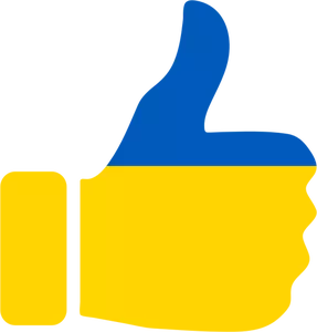 Pouce en l’air et le symbole ukrainien